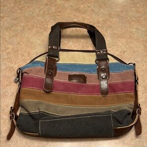 Multi color Satchel with Leather Accents
